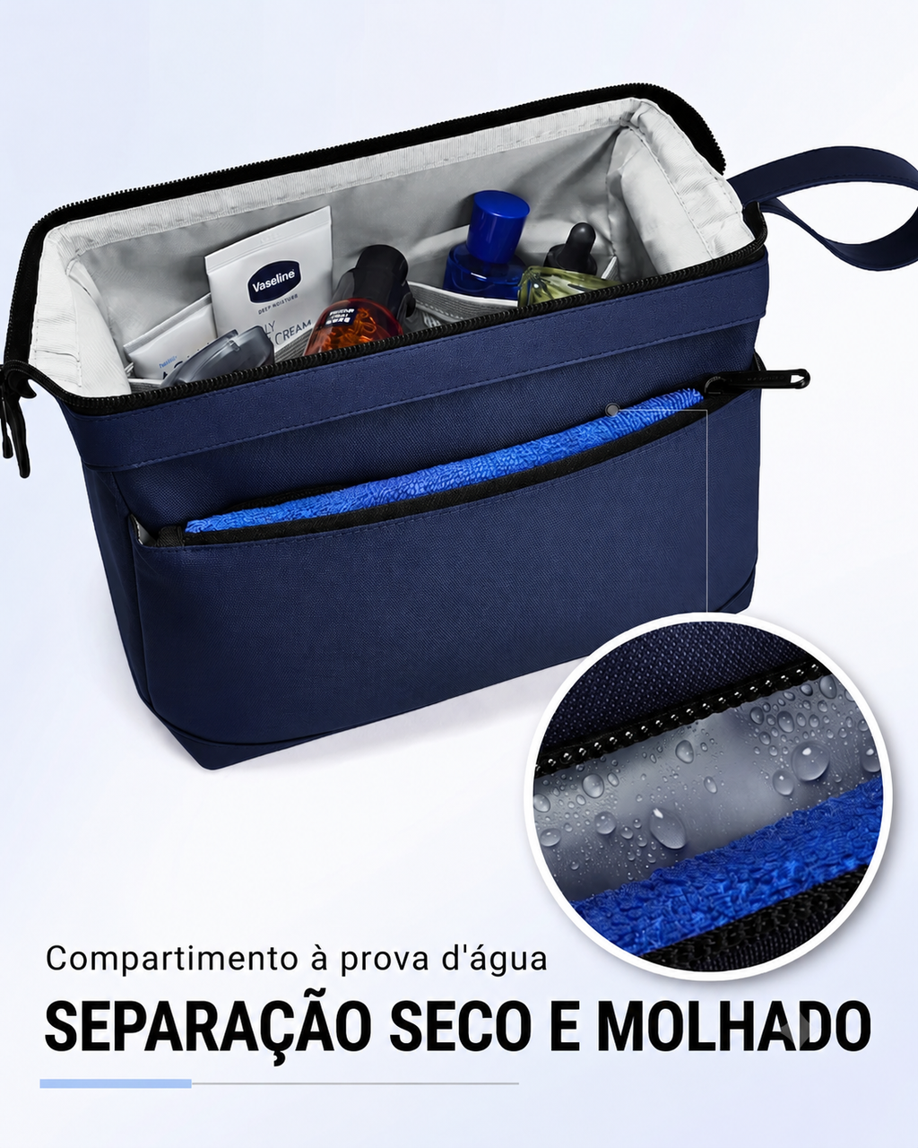 Necessaire Masculina Bags Mart Azul - Compartimento à Prova d'Água