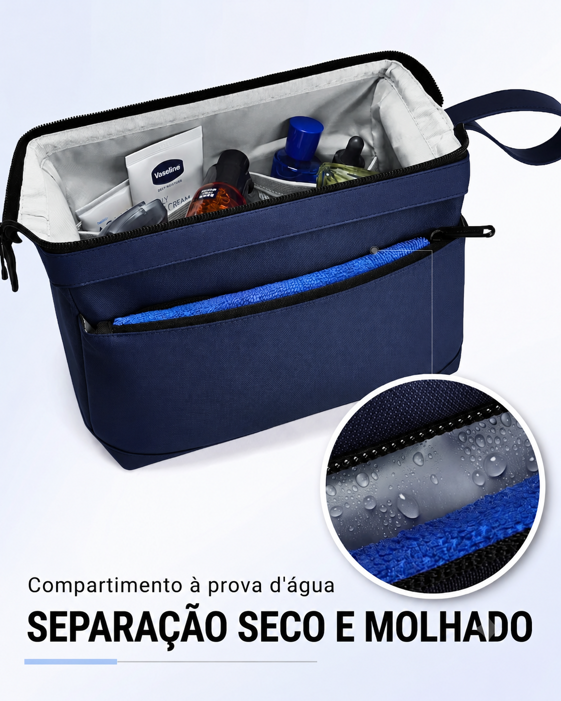 Necessaire Masculina Bags Mart Azul - Compartimento à Prova d'Água