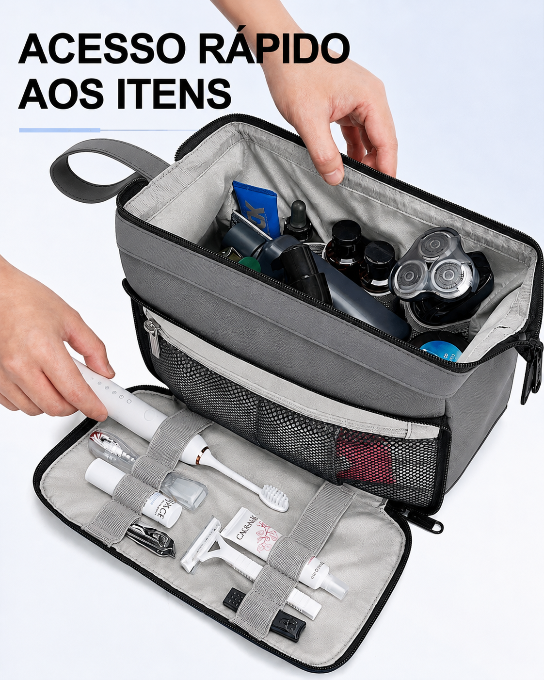 Necessaire Masculina Bags Mart Cinza - Acesso Rápido