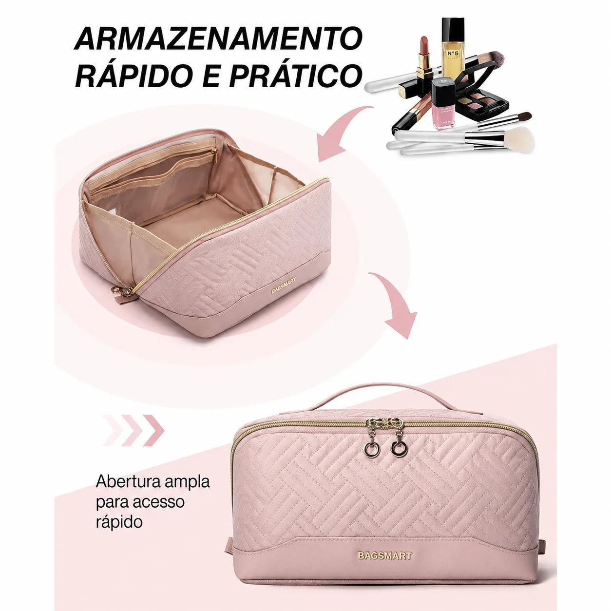 Armazenamento Rápido e Prático - Necessaire Cosmética Bags Mart