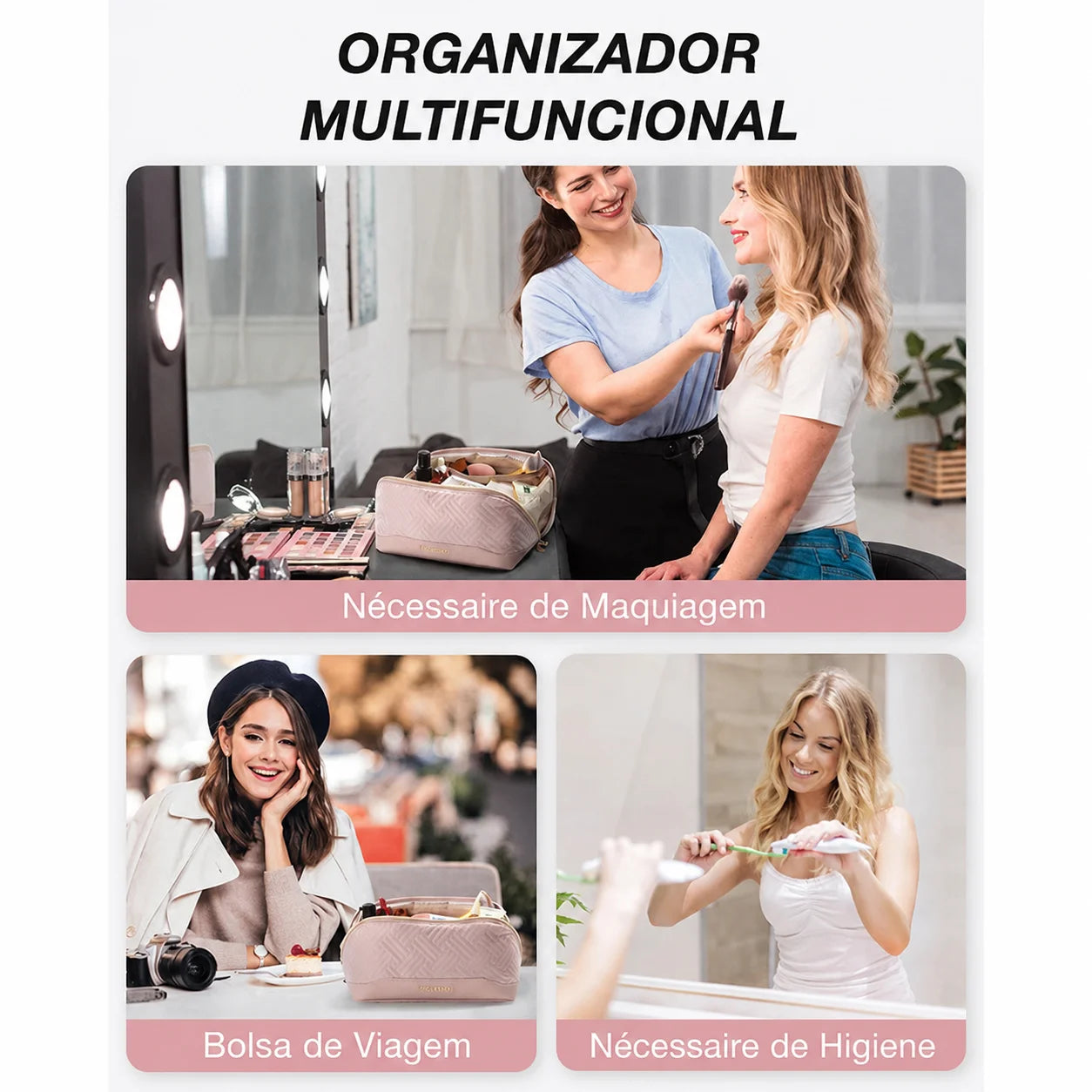 Organizador Multifuncional - Nécessaire de Maquiagem, Bolsa de Viagem, Nécessaire de Higiene - Bags Mart