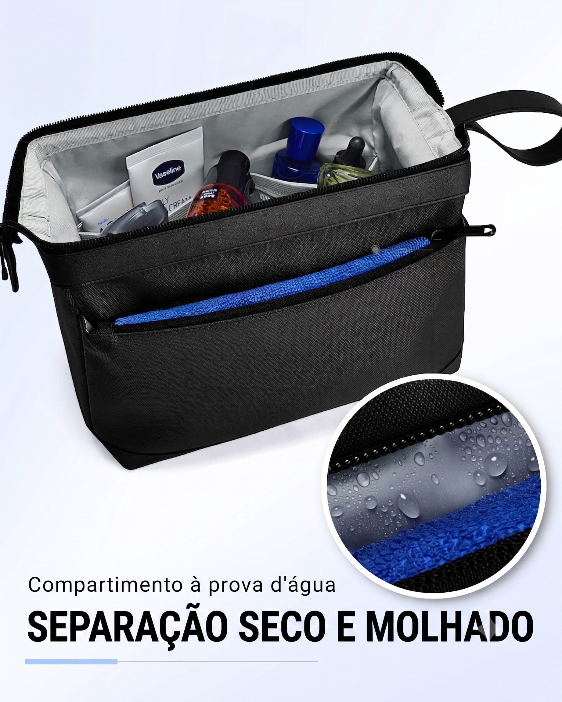 Necessaire Masculina Bags Mart Preto - Compartimento À Prova d'Água