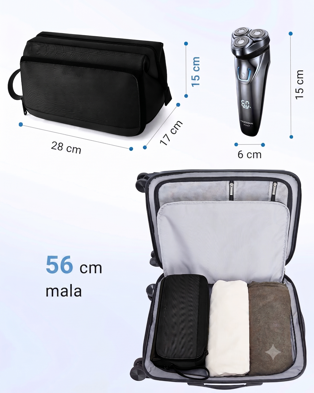 Necessaire Masculina de Higiene Bags Mart - Dimensões em Centímetros (28cm x 17cm)