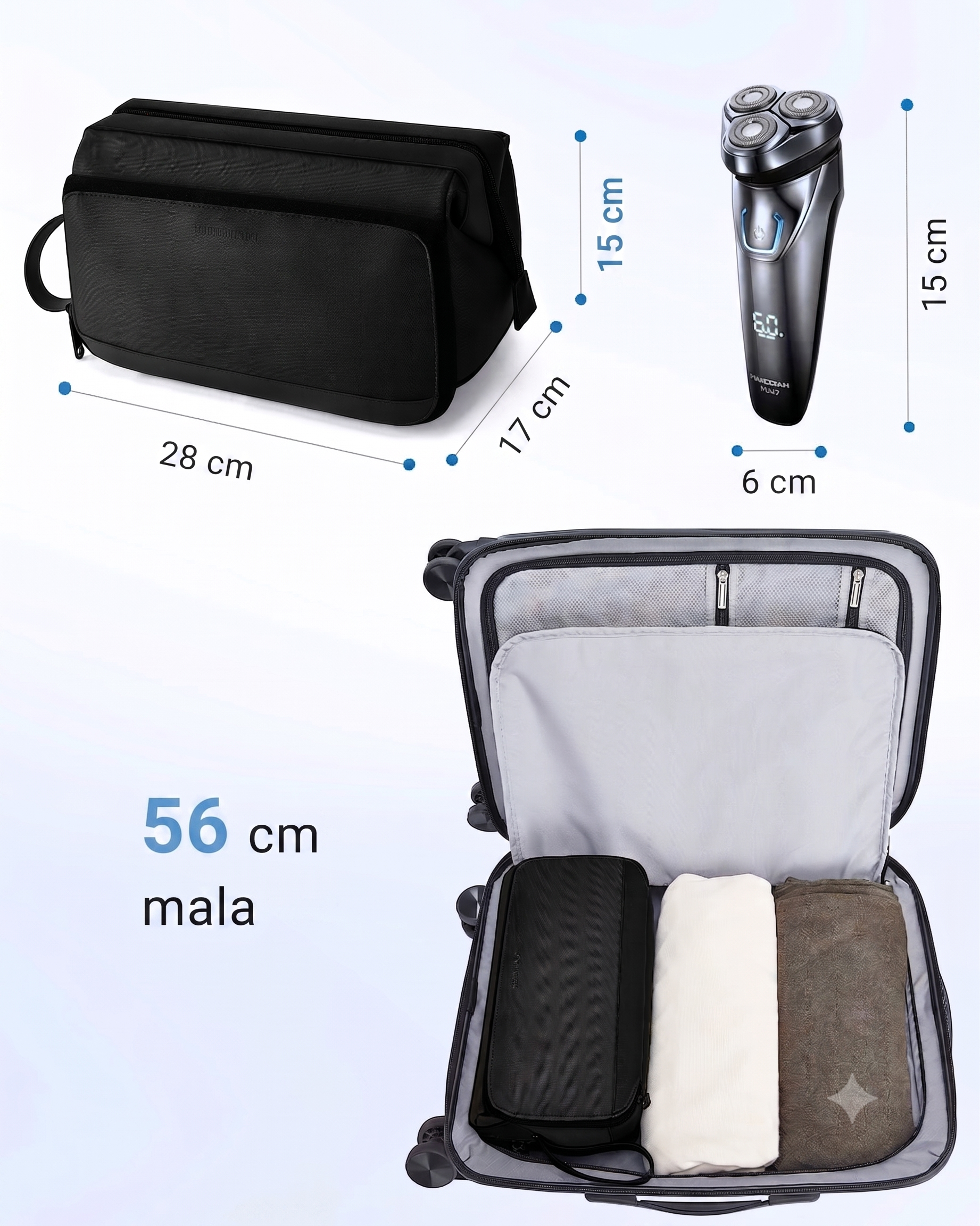 Necessaire Masculina Bags Mart Preto - Dimensões