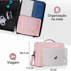 Necessaire de Maquiagem Feminina Resistente à Água Bags Mart Cor Rosa — Dimensões em centímetros