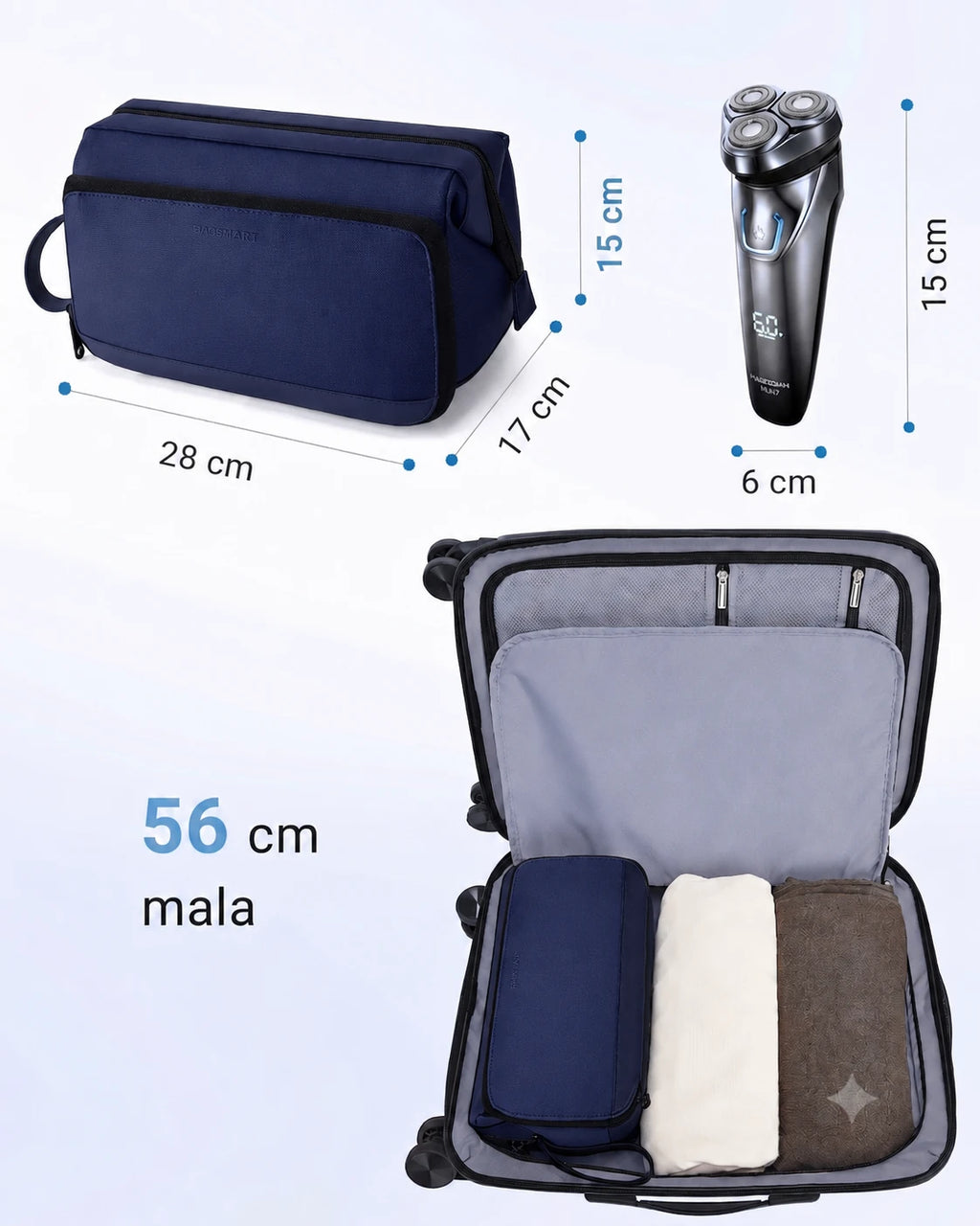 Necessaire Masculina Bags Mart Azul - Dimensões (28cm x 17cm)