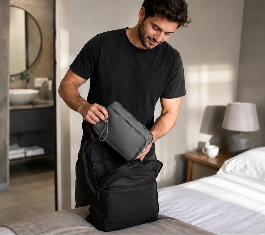 Necessaire Masculina de Higiene Bags Mart Cinza - Rotina Matinal