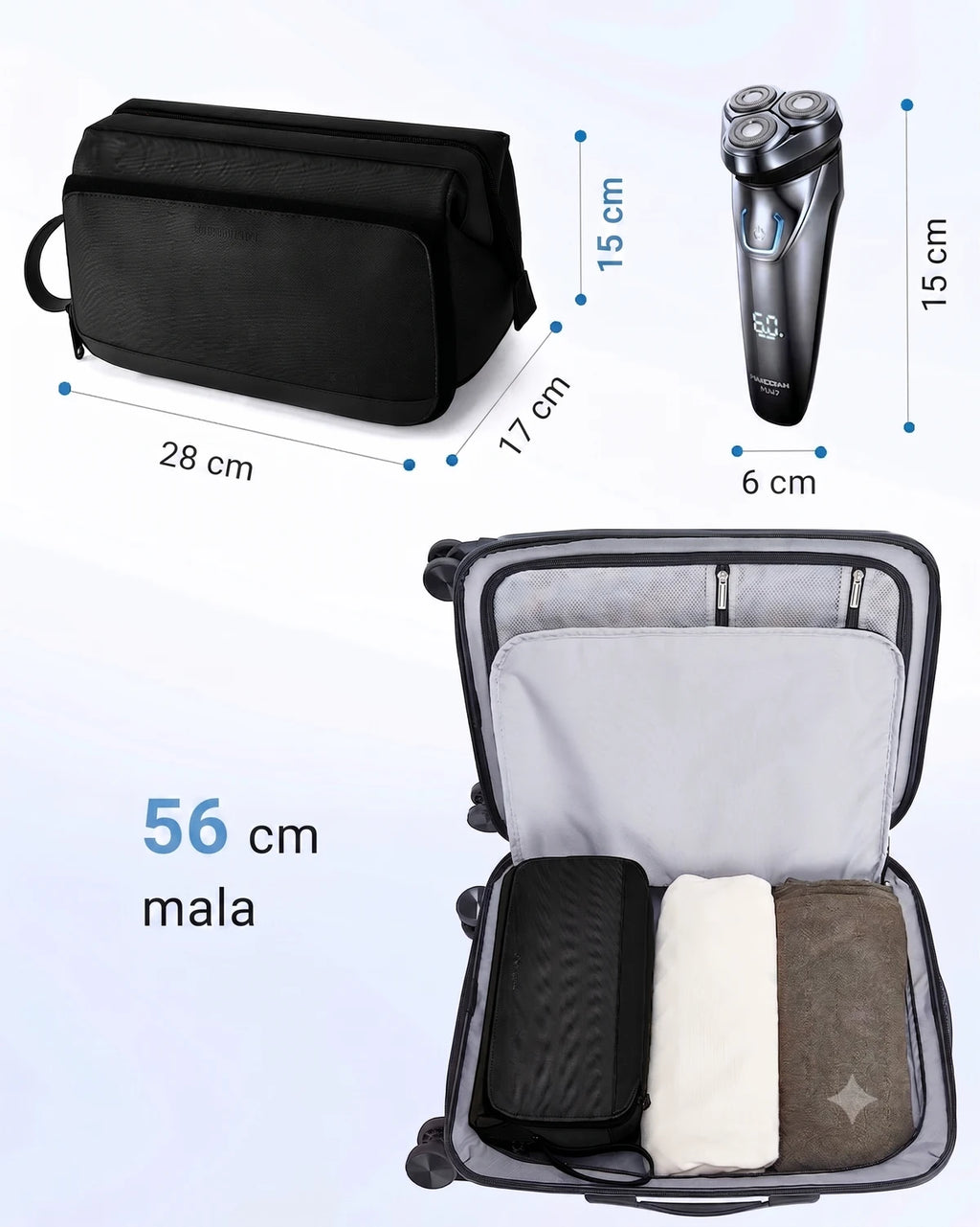 Necessaire Masculina Bags Mart Preto - Dimensões