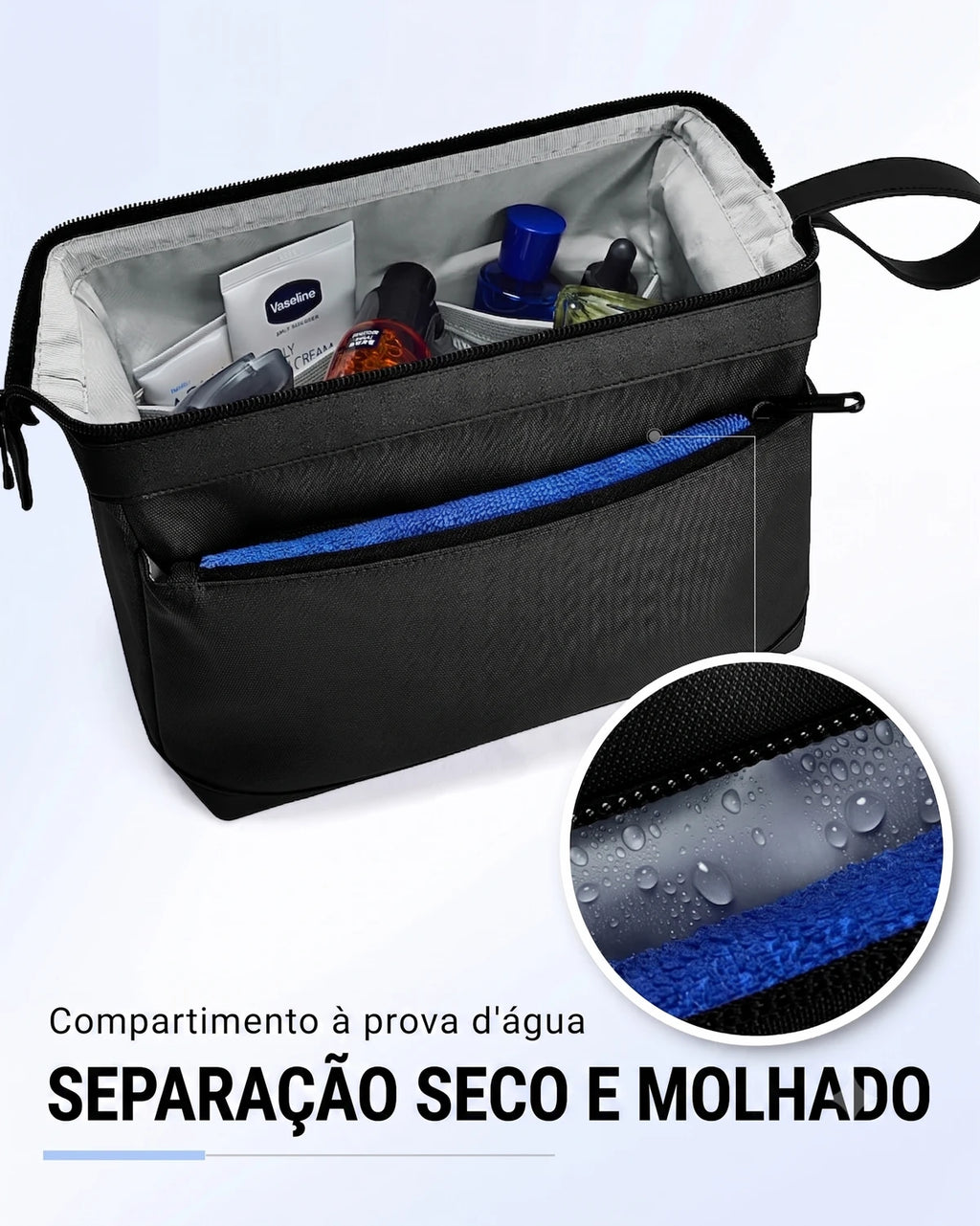 Necessaire Masculina Bags Mart Preto - Compartimento À Prova d'Água