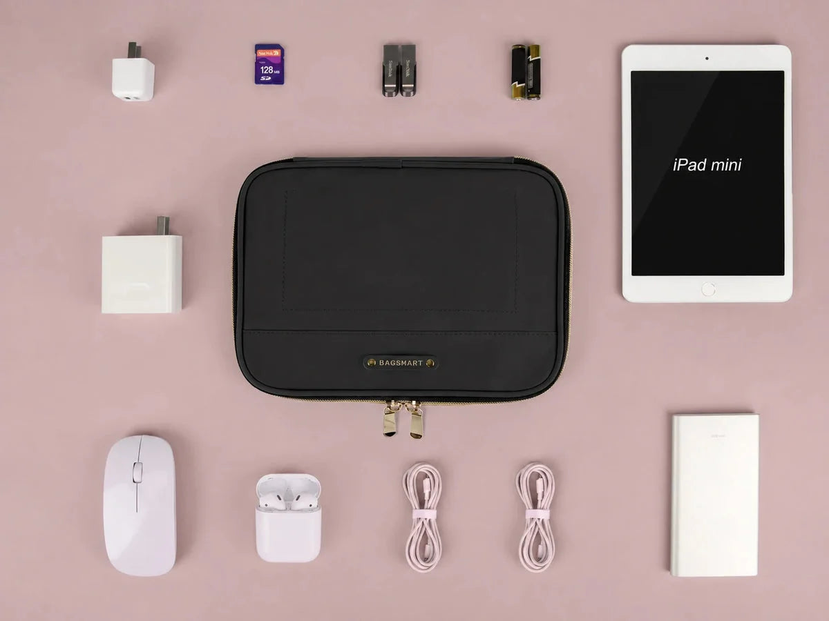 Organizador de Cabos para Viagem Resistente à Água Bags Mart Cor Preto — Estojo e exemplos de acessórios
