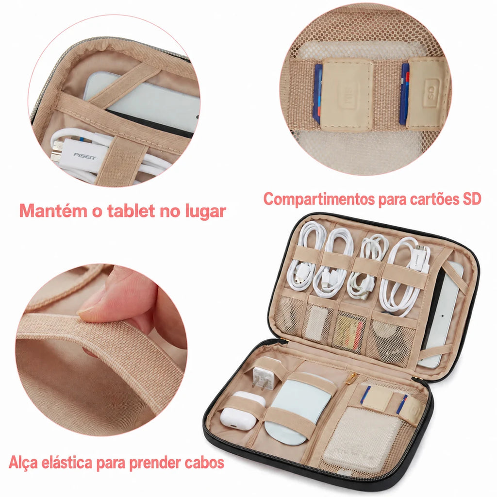 Organizador de Cabos para Viagem Resistente à Água Bags Mart Cor Preto — Detalhes e acabamentos