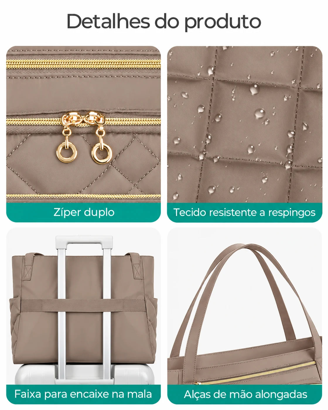 Alças e acabamentos — Pasta Acolchoada Profissional para Notebook até 39,6 cm Bags Mart Cor Marrom