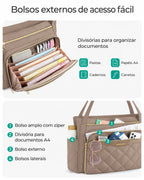 Bolsos externos e divisória de documentos — Pasta Acolchoada Profissional para Notebook até 39,6 cm Bags Mart Cor Marrom