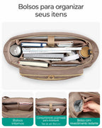 Organização dos compartimentos — Pasta Acolchoada Profissional para Notebook até 39,6 cm Bags Mart Cor Marrom