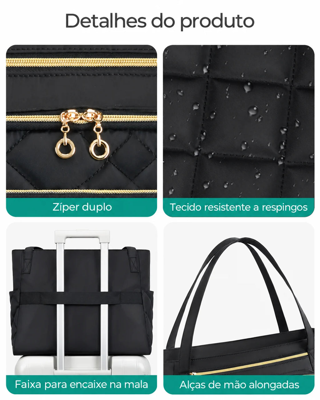 Alças e acabamentos — Pasta Acolchoada Profissional para Notebook até 39,6 cm Bags Mart Cor Preto
