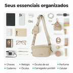 Pochete Unissex com Bolsinha Removível Bags Mart Cor Bege — capacidade e organização