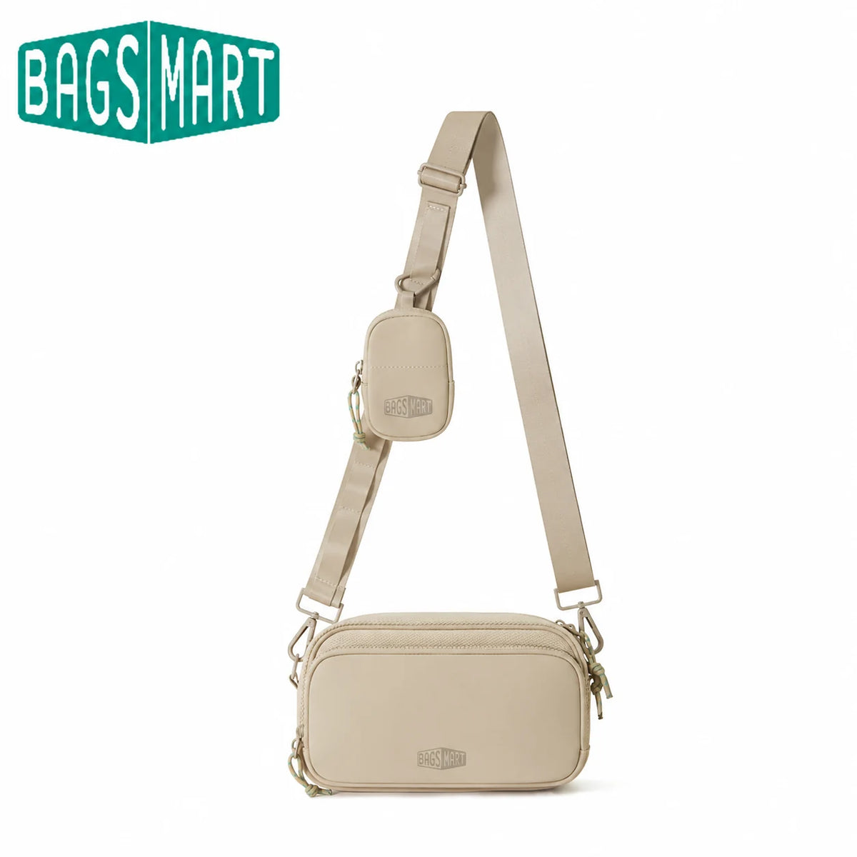 Pochete Unissex com Bolsinha Removível Bags Mart Cor Bege — produto em destaque