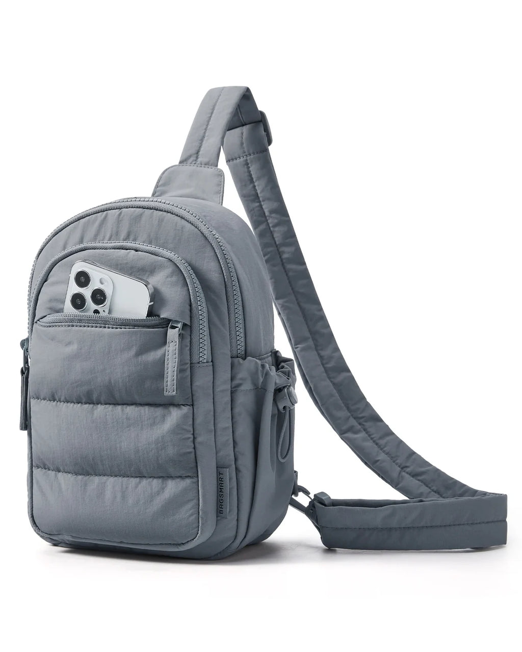 Vista principal do produto — Pochete Transversal Acolchoada Puffer 5 L Bags Mart Cor Cinza
