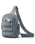 Vista principal do produto — Pochete Transversal Acolchoada Puffer 5 L Bags Mart Cor Cinza