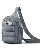 Vista principal do produto — Pochete Transversal Acolchoada Puffer 5 L Bags Mart Cor Cinza