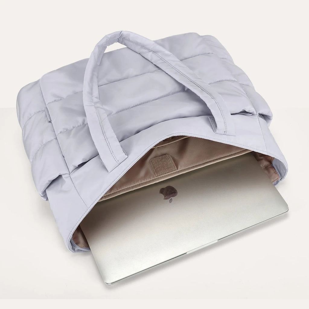 Bolsa Feminina Acolchoada Puffer Bags Mart Cor Cinza — interior e compartimentos na cor Cinza