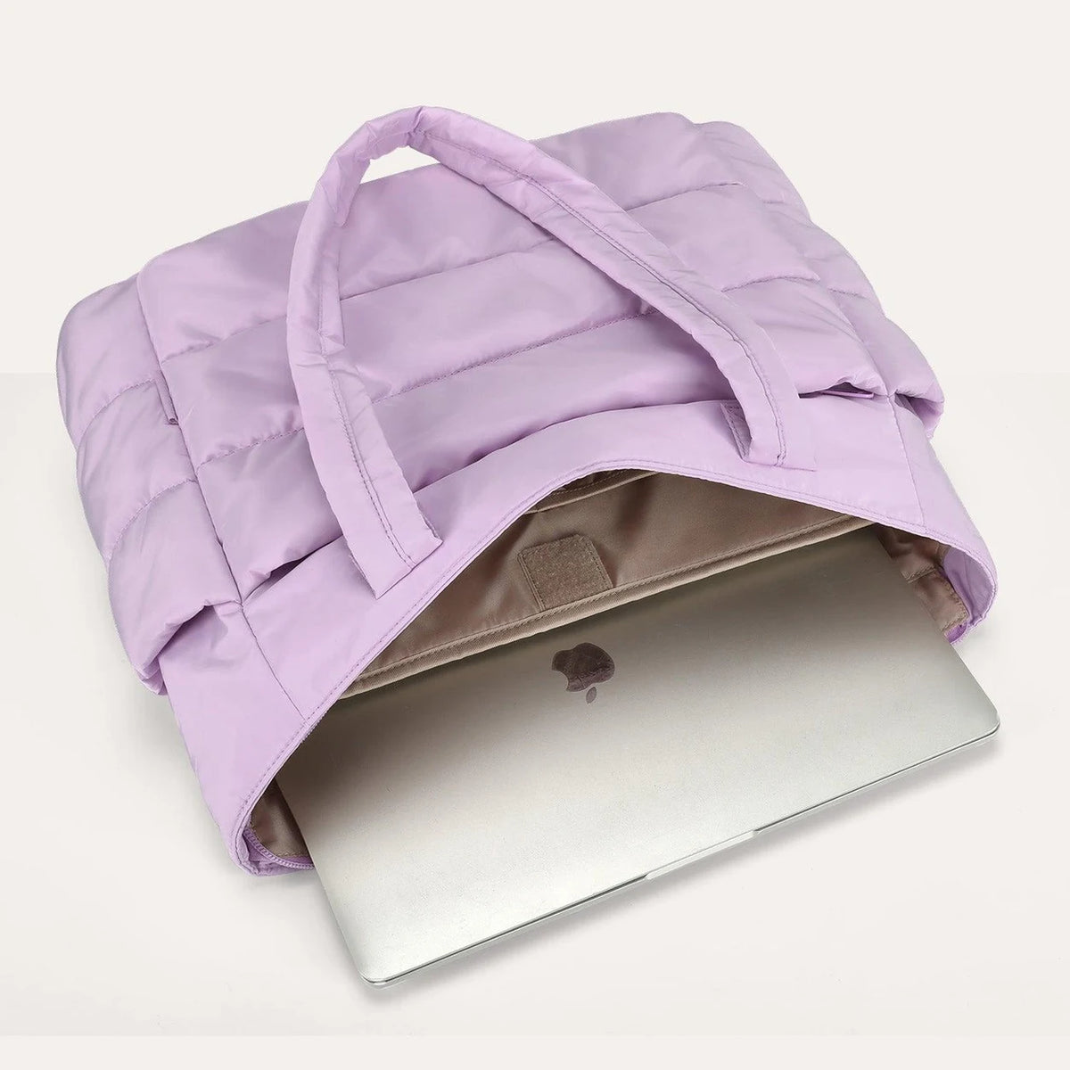 Bolsa Feminina Acolchoada Puffer Bags Mart Cor Roxo — interior e compartimentos na cor Roxo
