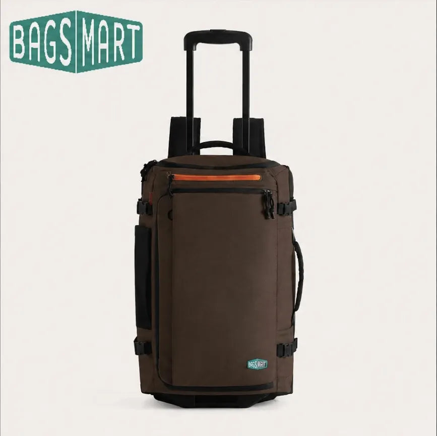 Mochila de Viagem com Rodas 43L Grande Capacidade Bags Mart Cor Café