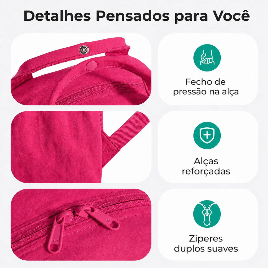Mochila Feminina para Notebook Rosa Pink - detalhes