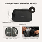 Mochila de Viagem Feminina 25 L com Bolsa Pequena Bags Mart Cor Preto — bolsa pequena removível inclusa, 15 × 22 × 5 cm na cor Preto