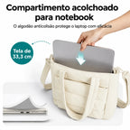 Bolsa Tote Feminina Acolchoada Bags Mart Cor Bege — Compartimento acolchoado para notebook
