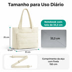 Bolsa Tote Feminina Acolchoada Bags Mart Cor Bege — Dimensões em centímetros