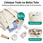 Bolsa Tote Feminina Acolchoada Bags Mart Cor Bege — Interior e organização dos bolsos