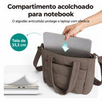 Bolsa Tote Feminina Acolchoada Bags Mart Cor Chocolate — Compartimento acolchoado para notebook