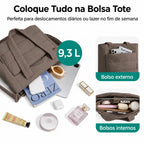 Bolsa Tote Feminina Acolchoada Bags Mart Cor Chocolate — Interior e organização dos bolsos