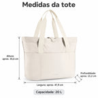 Bolsa Tote Dobrável Bags Mart Cor Bege — dimensões em centímetros