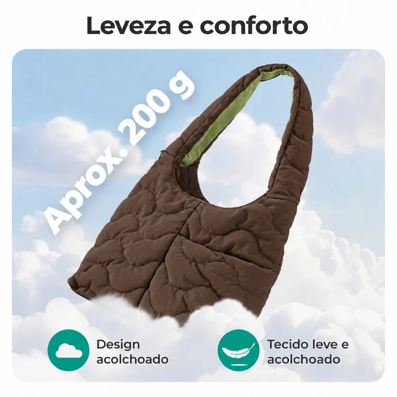 Bolsa Tote Bags Mart marrom com alça acolchoada — peso aproximado de 200 g