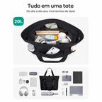 Bolsa Tote Dobrável Bags Mart Cor Preto — interior e capacidade