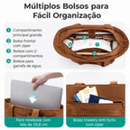 Bolsa Tote Feminina com Laço Grande Capacidade Bags Mart Cor Marrom — Interior e organização dos bolsos