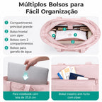 Bolsa Tote Feminina com Laço Grande Capacidade Bags Mart Cor Rosa — Interior e organização dos bolsos