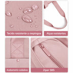 Bolsa Tote Dobrável Bags Mart Cor Rosa — alças, tecido e fechos