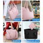 Bolsa Tote Dobrável Bags Mart Cor Rosa — produto em uso