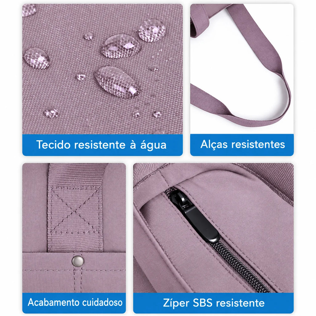 Bolsa Tote Dobrável Grande com Alça de Mão Bags Mart Cor Roxo — material e acabamentos