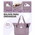 Bolsa Tote Dobrável Grande com Alça de Mão Bags Mart Cor Roxo — bolsos e compartimentos