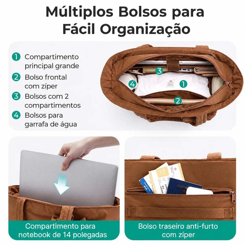 Múltiplos Bolsos para Fácil Organização - Bolsa Tote Bags Mart