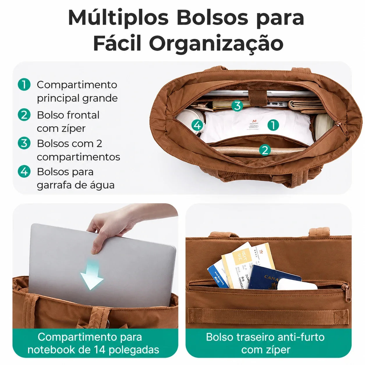 Bolsa Tote com Laço Bags Mart Marrom - Organização