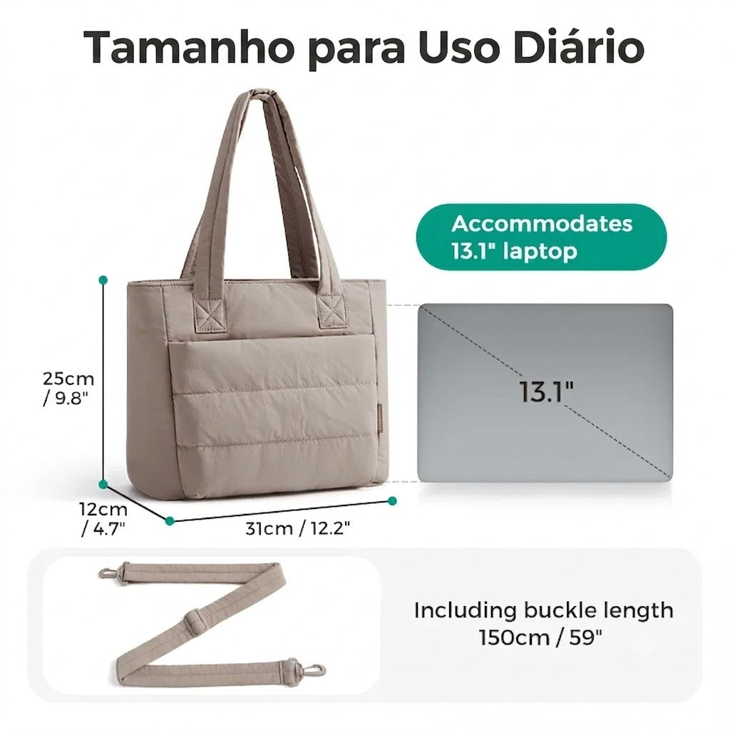 Bolsa Tote Feminina Acolchoada Bags Mart - Tamanho para Uso Diário