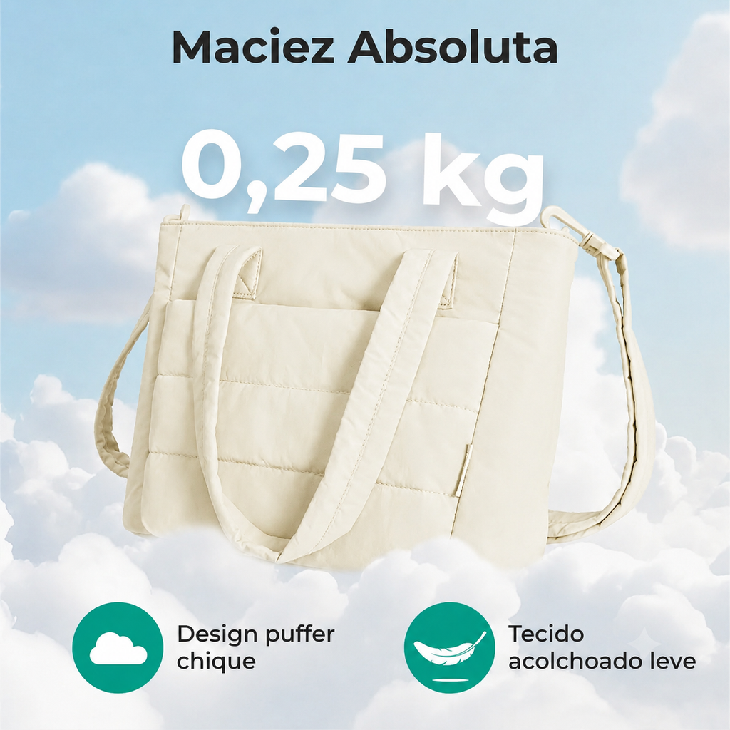 Bolsa Tote Feminina Acolchoada Bags Mart Cor Bege - Maciez Absoluta