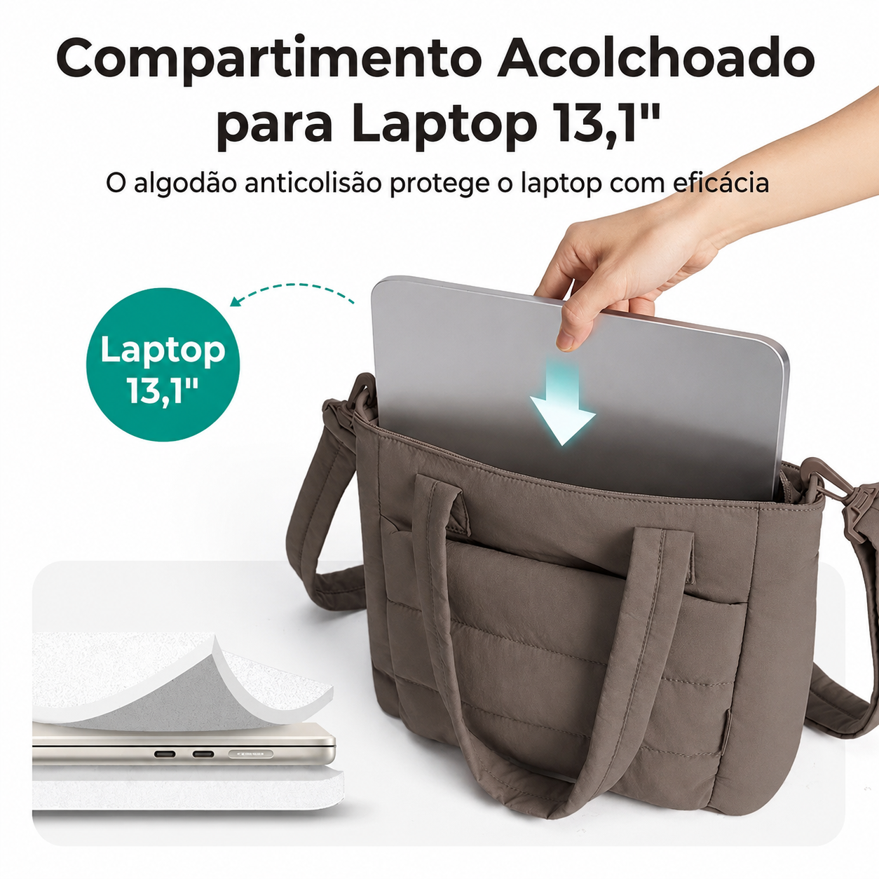 Bolsa Tote Bags Mart Chocolate - Compartimento Laptop