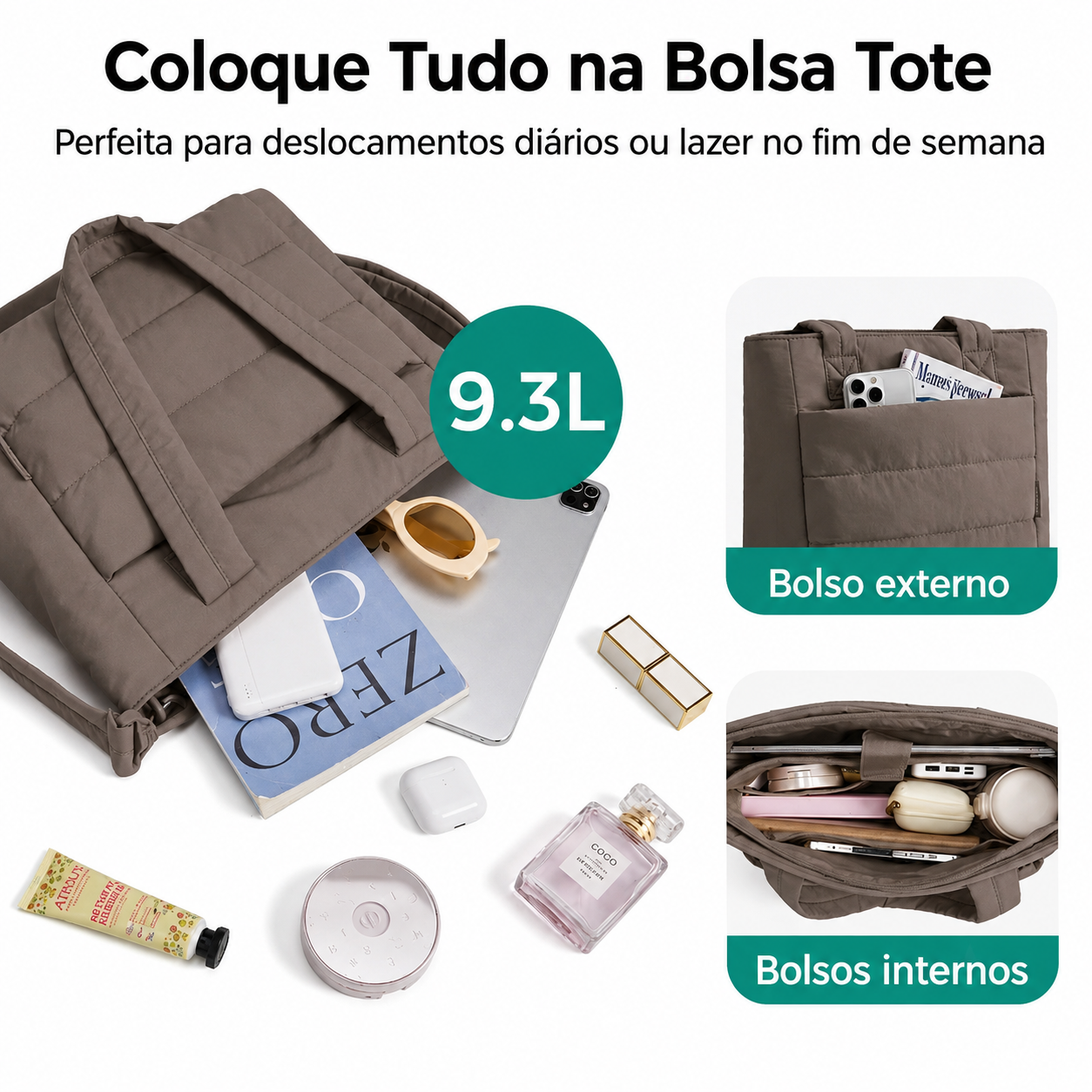 Bolsa Tote Bags Mart Chocolate - Coloque Tudo