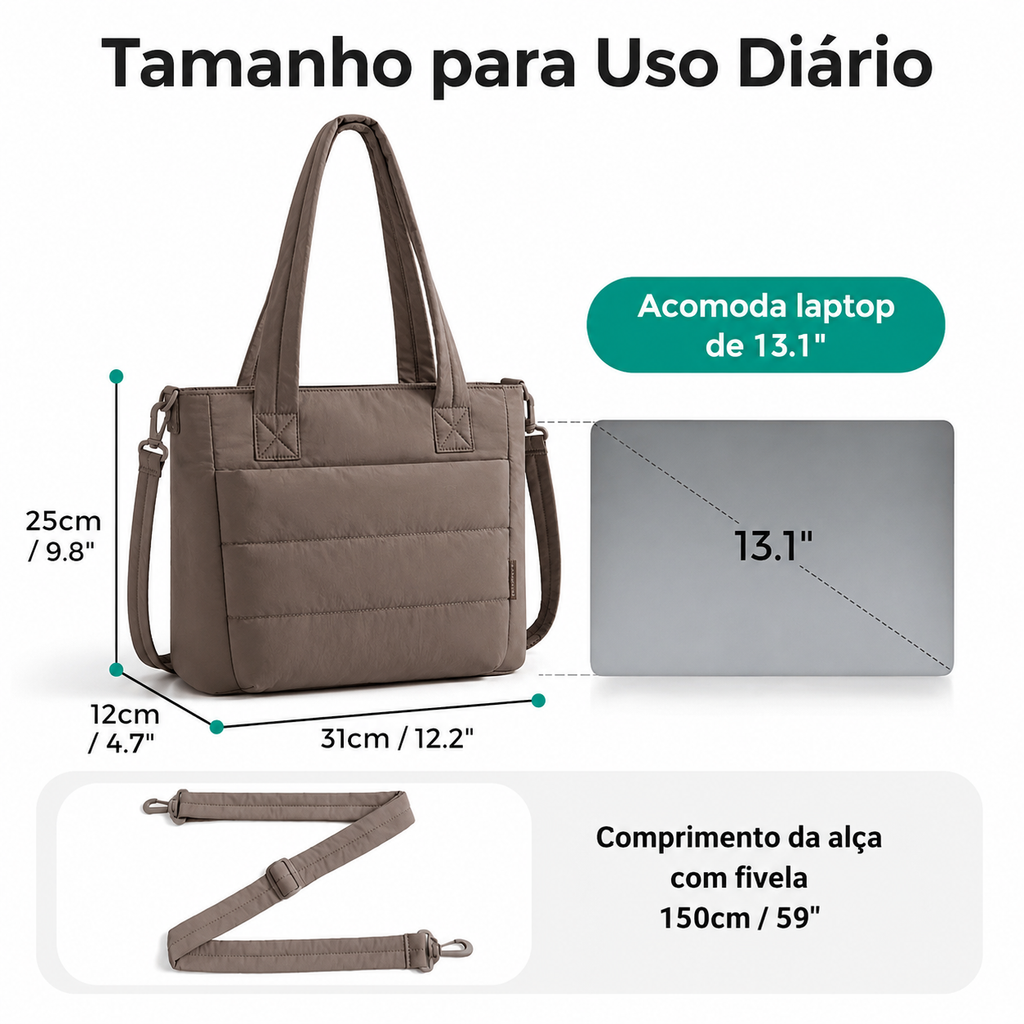 Bolsa Tote Bags Mart Chocolate - Uso Diário